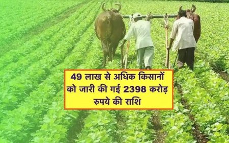 किसानों को जारी की गई 2398 करोड़ रुपये की राशि
